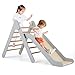 COSTWAY Kletterdreieck mit Rutsche, Klettergerüst aus Holz, Sprossendreieck zum Rutschen und Klettern, für Kinder ab 1 Jahre (Grau)