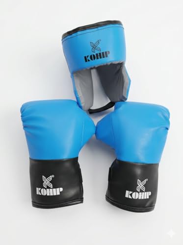 Image of Kids Boxing Kit Set Pack of 4 | Punching Bag for Karate & Martial Arts | Bounce-Back Training Bag for Boys & Girls (Ages 3-9) (Sky Blue)
