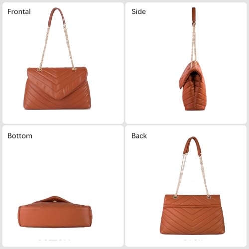 Image of Women Shoulder Bag, Fashionable Quilted Vegan leather Crossbody Purses with Adjustable Chain Designer Purses