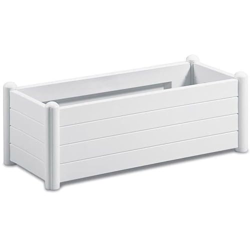 Stefanplast Bac à Fleurs Italia Rectangulaire Blanc en résine robuste de 80L pour extérieur - 2