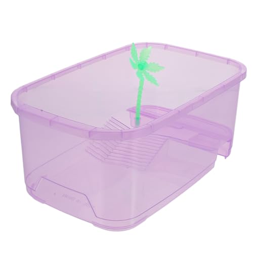 INOOMP 1 セット ボックス 亀の水槽 水陸両用ペットタンク ミニタートルタンク トカゲ戦車 クモの囲い フィーダー 爬虫類ペット アクセサリー カメ 蛇 紫の,purple プラスチック