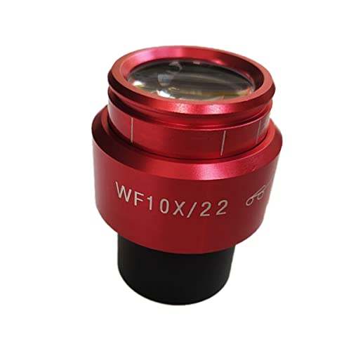 顕微鏡キット 顕微鏡接眼レンズ WF10X 22mm 赤コーティング 調節可能な実体顕微鏡 ハイアイポイント 広角接眼レンズ 30mm ゴム製アイガード付き 顕微鏡レンズアダプター(1pcs)