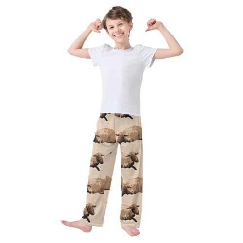 Watercolor Sheep Boys Pants Boys Athletic Pants Long Pant for Boywith Pockets Wide-Leg Size 6-14Y3