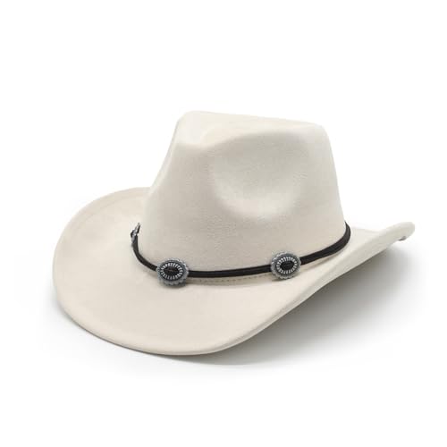 Image of LIDHAY Cowboy Hat for Women and Men Felt Wide Brim Suede Cowboy Cowgirl Hats Felt Cattleman Western Hats