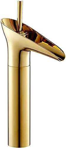 Robinet de salle de bain 1 trou haut en laiton finition chrome brossé