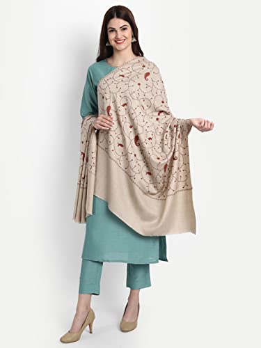 Zamour Kashmiri Shawl for Women, Pashmina Style Fine Indian Embroidery Wool Shawls for Winter4
