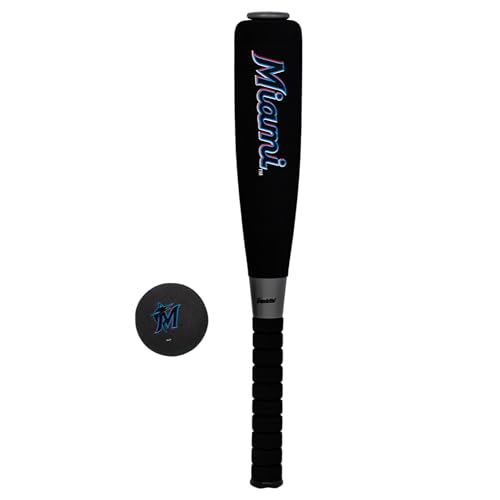 Image of Franklin Sports Miami Marlins Foam Bat & Ball Set - 21 inch Soft Jumbo Team Baseball Bat and Ball Team Logo - MLB Official Licensed Product