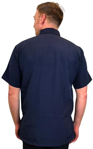 Navy Short Sleeve Cotton Polo Barong Tagalog Order US Size4