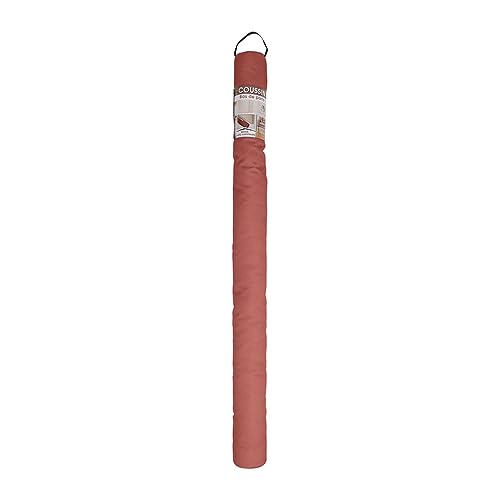 COGEX - Burlete de Puerta, cojín bajo de la Puerta – Burlete Aislante – Diámetro: 6,5 cm – Longitud: 80 cm – Funda: 100% poliéster – Color: Terracota – con Cinta autoadhesiva y Adhesivo de Doble Cara