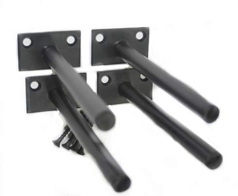 4 Pcs 5" Black Solid Steel Floating Shelf Bracket Blind Shelf Supports - Hidden Brackets for Floating Wood Shelves - Concealed Blind Shelf Support – Screws and Wall Plugs Included