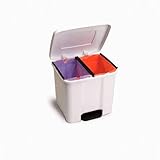 CABLEPELADO Cubo basura reciclaje plastico apertura pedal 35 Litros Blanco