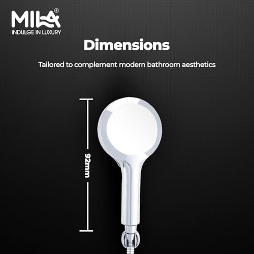 Image of Mila Cliq 4-Function Hand Shower | Rain, Mist, Massage, Mixed Spray Modes | Chrome Finish |ModernDesign | Includes Hose (1.5m), Bracket & Installation Kit (Φ120mm)