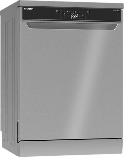 Sharp QW-WNA4YF42AI-DE Geschirrspüler freistehend, 60 cm, 14 Maßgedecke, A, 42 dB, SteamWash, AutoDoor, Inverter, WLAN, Edelstahl