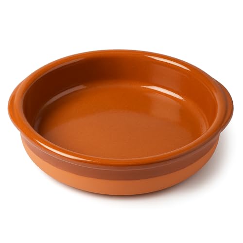Cazuela tartera olla baja en barro esmaltado - AIR FRYER - HORNO - MICROONDAS - LAVAVAJILLAS - FUEGO DIRECTO (18 cms)