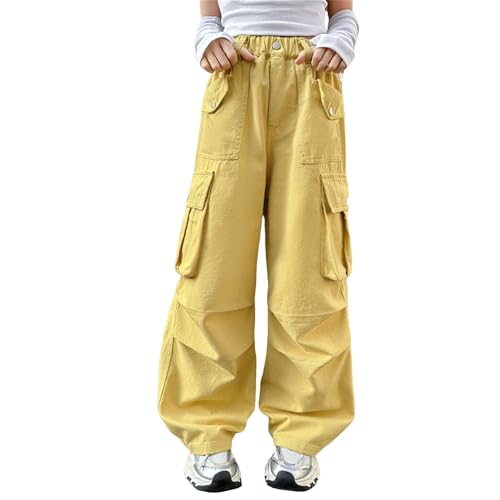 Baggy Cargo Pants for Girls Solid Color Elastic High Waisted Stretchy Soft Casual Pants Summer Cool Comfy Trousers