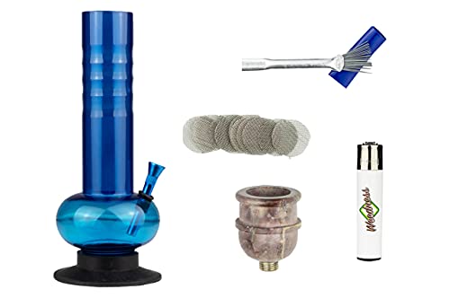 Weedness Acryl Bong Straight 25 cm 5-teiliges Set - Plastik Kleine Bong Mini Set Zubehör Pfeife