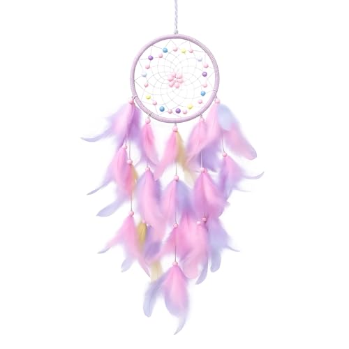 Dream Catcher for Girls Dream Catchers Pink Feather Wall Hanging Decor Bedroom Accessories for Romantic Exchange Birthday Wedding Anniversary