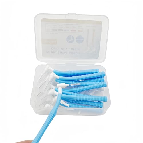 L 角度付き 再利用可能 ブレース デンタルブラシ フロッサー - クリーナー 歯間ブラシ つまようじ デンタル歯フロスヘッド オーラルクリーナー (0.9mm ブルー、ノーマル)