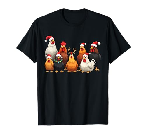 Chapeau de Père Noël amusant en forme de poules, lumières de Noël pour garçons et filles T-Shirt