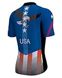 Lo.gas USA Cycling Jersey Men Short Sleeve Bike Biking Shirts American Flag Road Bicycle Clothing Full Zip with Pockets