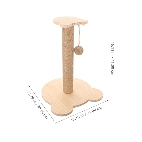 Rascador para gatos con poste de sisal y base de madera miniatura 2