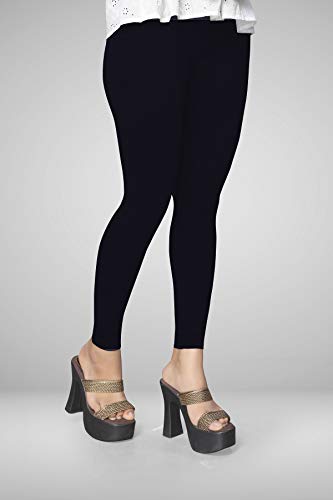 Image of Women's Cotton Skinny Leggings with Ankle Length Solid Pattern Mid Rise and Elastic Closure | Cotton Skinny Leggings for Womens
