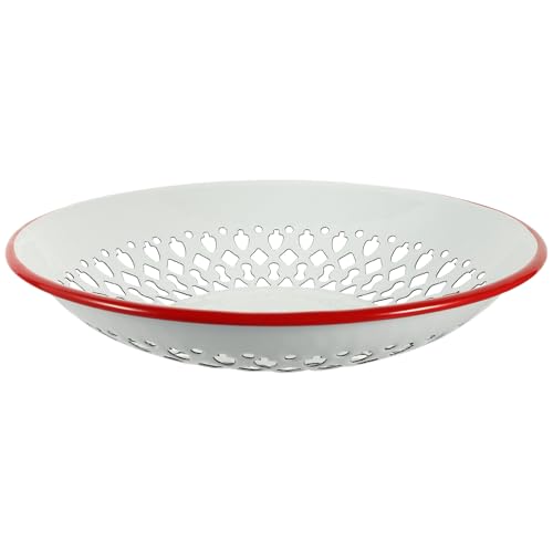 SUPVOX Cesta de Drenaje Esmaltada Roja, Escurridor Hueco para Frutas y Verduras, Bandeja Ligera para Lavar Cocina y Picnic, Cesta Práctica para Almacenar Snacks y Frutos Secos