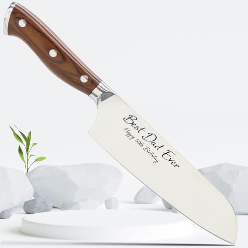 Image of Santoku Knife Stainless Steel Professional Custom Engraving Kitchen Chef's Knife 7 Inches Personalized