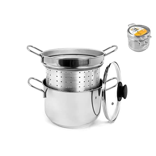Royal Norfolk Cuocipasta 20 cm in Acciaio Inox con Cestello Forato e Coperchio in Vetro, Compatibile con Induzione e Piani Elettrici, Lavabile in Lavastoviglie