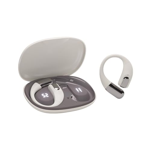 PDSKEPZ Open Ear Earbuds, IPX4 Waterproof Running Headphones for Gym Beige, Bluetooth 5.4 Wireless Earphones, 48H Playtime, Lightweight Earbuds with Ear Hooks - image 1