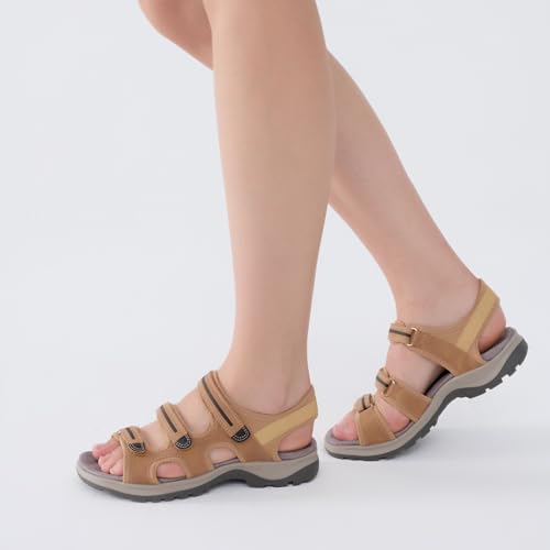 UBFEN Womens Hiking Walking Sandals - Arch Support Open Toe Adjustable Strap Sandals Comfortable Sport Outdoor Shoes4