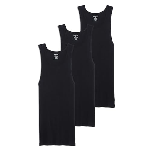 Jockey Men's Undershirt 100% Cotton Tall Man A-Shirt Tank - 3 Pack, Black, XLT