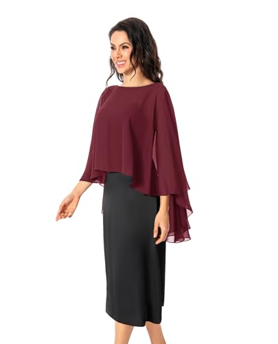 Image of Baoqiya Chiffon Capes Sheer Capelets Long Cape Poncho For Women Plus Size