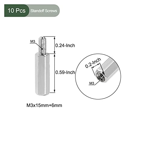 YOKIVE 10 Pcs M3 Standoff Screws, Nickel Plated Hex PCB Standoffs, Keep Height Consistent, Great for Motherboard (Silver Tone - Image 2
