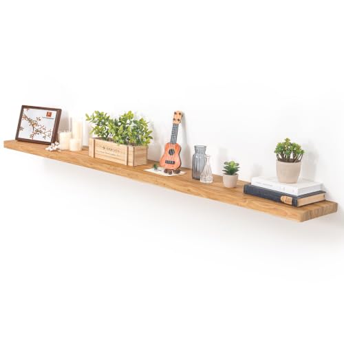 Image of Fun Memories Floating Shelves for Wall, 72 inch W x 9.3 inch D Wood Floating Shelf with Invisible Heavy-Duty Metal Bracket, Deep Floating Shelf for Living Room Kitchen, Natural Finish