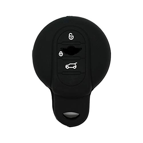 BROVACS Silicone Cover Protector Case Holder Skin Jacket Compatible with BMW Mini Cooper 3 Button Smart Remote Key Fob CV4906 Black