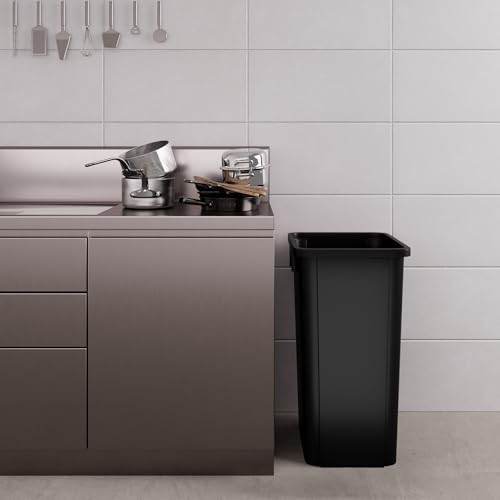 Image of 23 Gallon Black Square Commercial Trash Garbage Can | Outdoor Office Restaurant School Kitchen