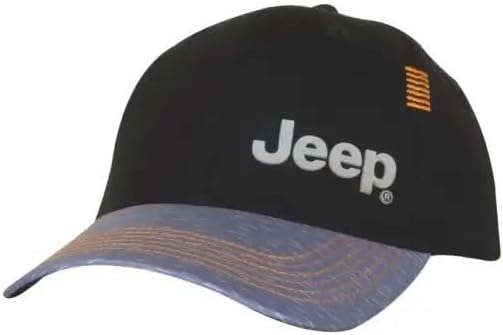 Jeep Cap with Orange Satin Stitching - Black