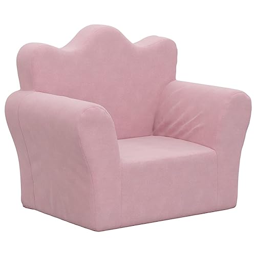 vidaXL Canapé pour Enfants, Siège avec Accoudoirs, Fauteuil avec Dossier pour Tout-Petits, Meuble de Chambre Salon, Rose Peluche Douce