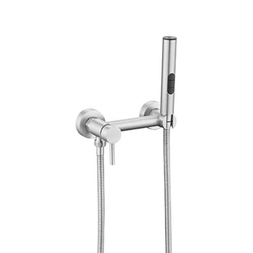 Yalsfowe Ducha de mano para bidé con agua fría y caliente, rociador bidé acero inoxidable para higiene femenina, lavado de pañales, rociador inodoro con válvula mezcladora latón,Brushed nickel