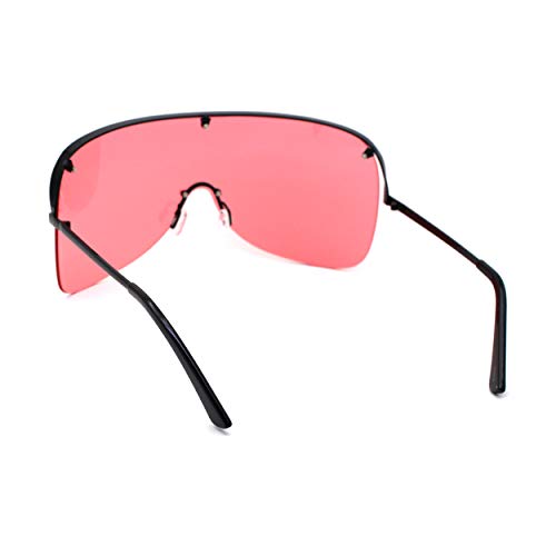 Image of Extra Oversize Flat Top Metal Half Rim Shield Mask Style Sunglasses