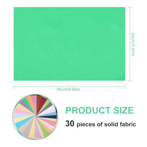 Wenrescry 30 Stück Baumwollstoff Patchwork – 20x25 cm Stoffpakete Baumwolle, Einfarbige & Bunte Quadrate für DIY Nähen, Quilten und Handwerk