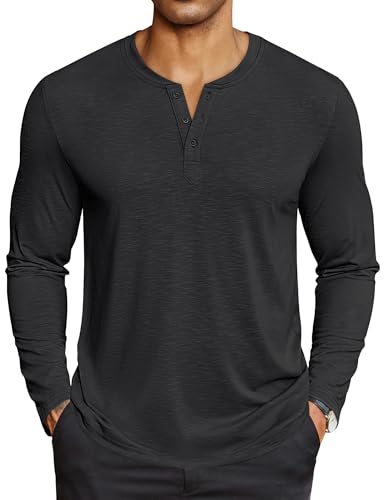 COOFANDY Men's Henley Shirts Long Sleeve Lightweight Button T-Shirt Casual Basic Tee Top