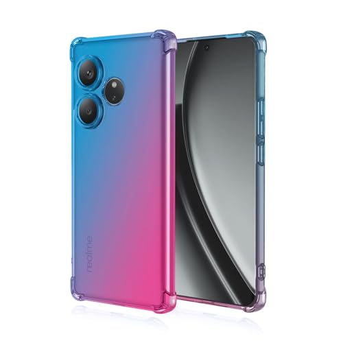 Custodia per Telefono Adatta per Realme GT 6 GT 6T 6.78 Inches con Gradiente di Colore Trasparente - rosa silicone tpu blu