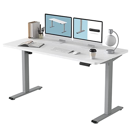 FLEXISPOT EN1 Electric Height Adjustable Desk 55 x 28 Inches Whole-Piece Desktop Standing Desk Home Office Sit Stand Up Desk (Gray Frame + 55" White Top, 2 Packages) FLEXISPOT EN1 Electric Height Adjustable Desk 55 x 28 Inches Whole-Piece Desktop Standing Desk Home Office Sit Stand Up Desk (Gray Frame + 55" White Top, 2 Packages)