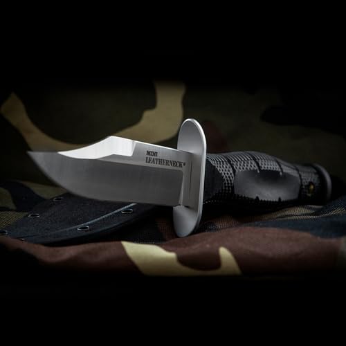 Image of Cold Steel Mini Leatherneck Clip Point Compact Lightweight 3.5 inch 8CR13MOV Steel Fixed Blade Outdoor Hunting Utility Knife, 3.25 inch Textured Ergonomic Kray-Ex Handle, Secure-Ex Sheath