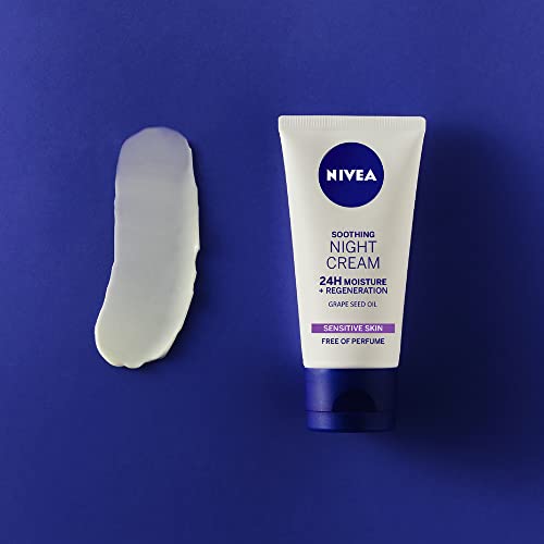 NIVEA Sensitive Night Cream (50 ml), Face Cream for Sensitive Skin with Liquorice Extract and Grape Seed Oil, Regenerating Skin Care NIVEA Sensitive Night Cream (50 ml), Face Cream for Sensitive Skin with Liquorice Extract and Grape Seed Oil, Regenerating Skin Care
