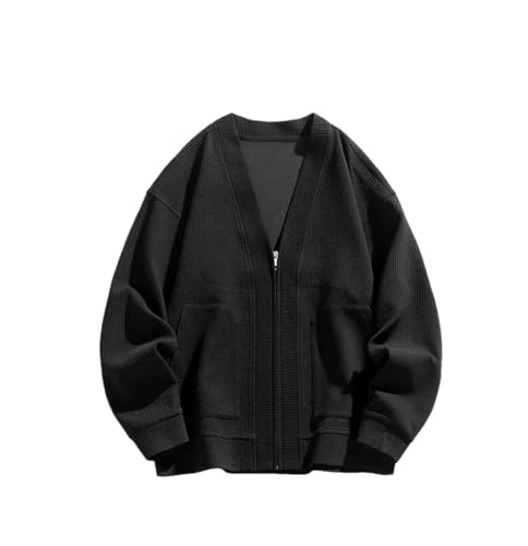 Men's Vintage Zipper Cardigan Sweater Business Simple Zipper Loose Cardigans