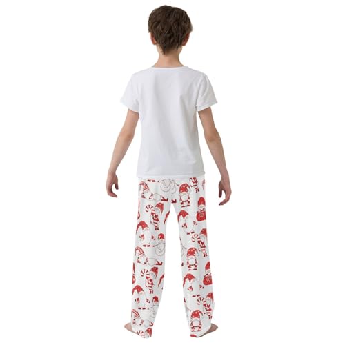 Xmas Gnome Candy Boys Long Pants Soft Trousers Elastic Waist Kids Lounge Bottoms with Pockets S-XL3