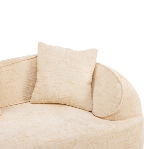 Image of 109-Inch Curved Boneless Modular Sofa Compressed 4-Seat Cloud Couch with 4 Pillows, Modern Curved Boneless Foam Sofa Floor Deep Seat Cloud Couch for Living Room Bedroom